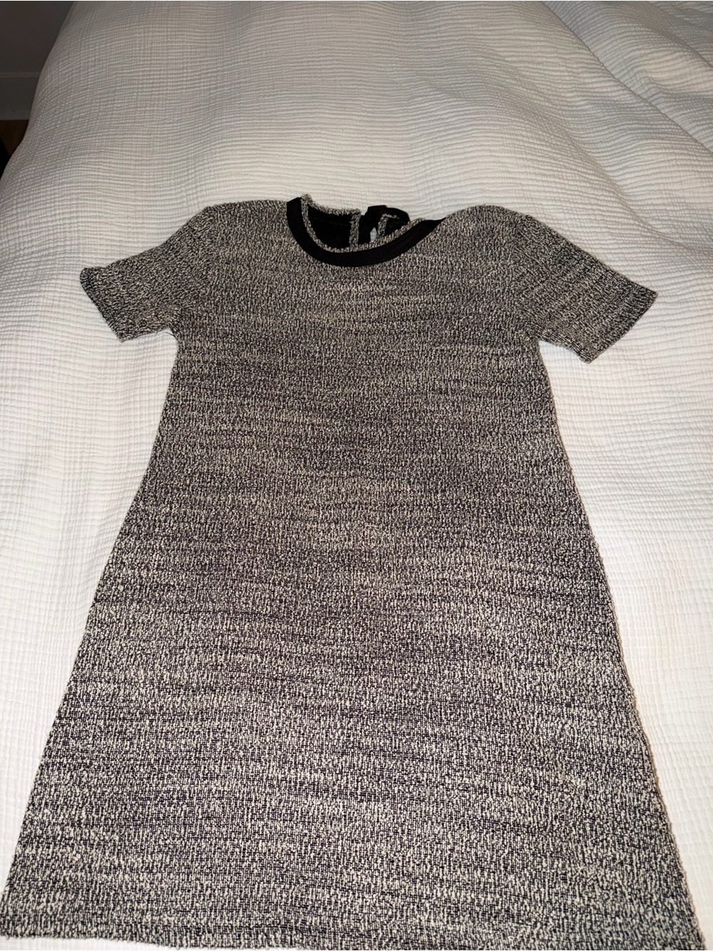 Zara Black and White Textured Knit Mini Dress
